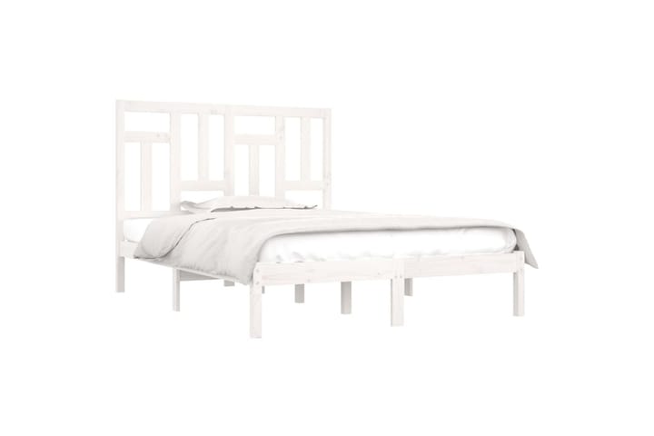 Sängynrunko valkoinen täysi mänty 135x190 cm 4FT6 Double - Valkoinen - Sänkykehikot & sängynrungot