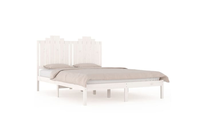Sängynrunko valkoinen täysi mänty 150x200 cm 5FT King Size - Valkoinen - Sänkykehikot & sängynrungot