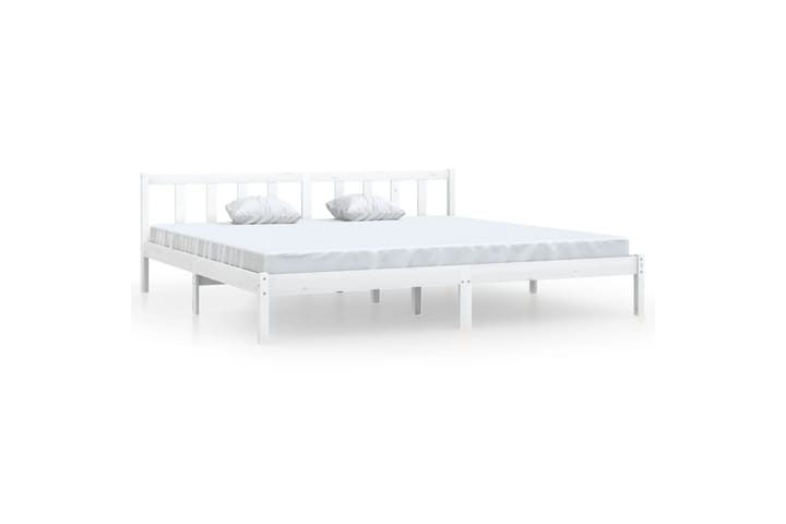 Sängynrunko valkoinen täysi mänty 180x200 cm UK Super King - Valkoinen - Sänkykehikot & sängynrungot