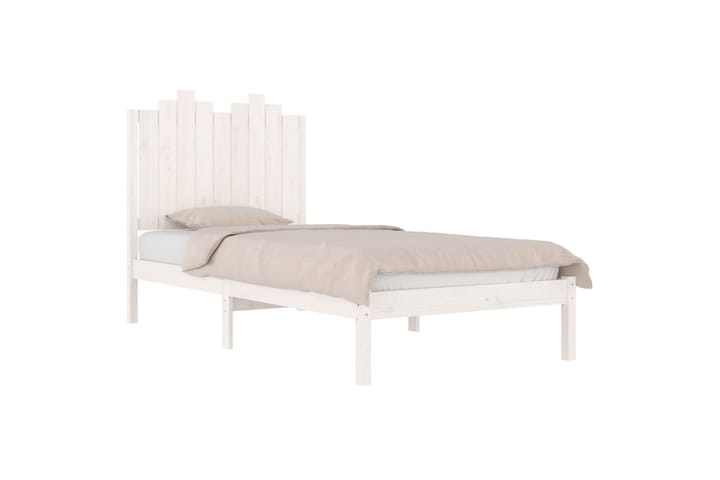 Sängynrunko valkoinen täysi mänty 75x190 cm 2FT6 Small Singl - Valkoinen - Sänkykehikot & sängynrungot