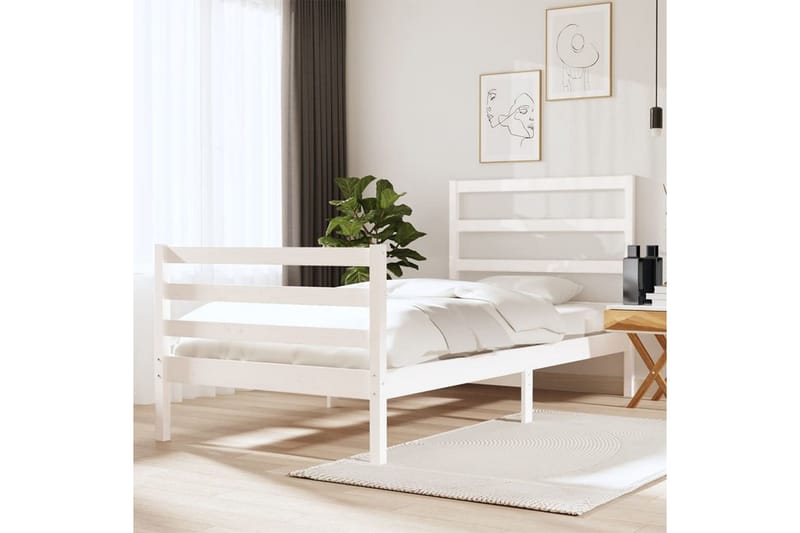 Sängynrunko valkoinen täysi mänty 75x190 cm 2FT6 Small Singl - Valkoinen - Huonekalut - Sänky - Sänkykehikot & sängynrungot