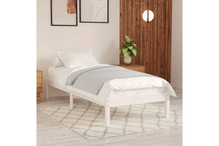 Sängynrunko valkoinen täysi mänty 75x190 cm UK Small Single - Valkoinen - Sänkykehikot & sängynrungot