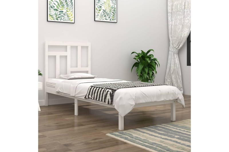 Sängynrunko valkoinen täysi mänty 90x190 cm 3FT Single - Valkoinen - Huonekalut - Sänky - Sänkykehikot & sängynrungot