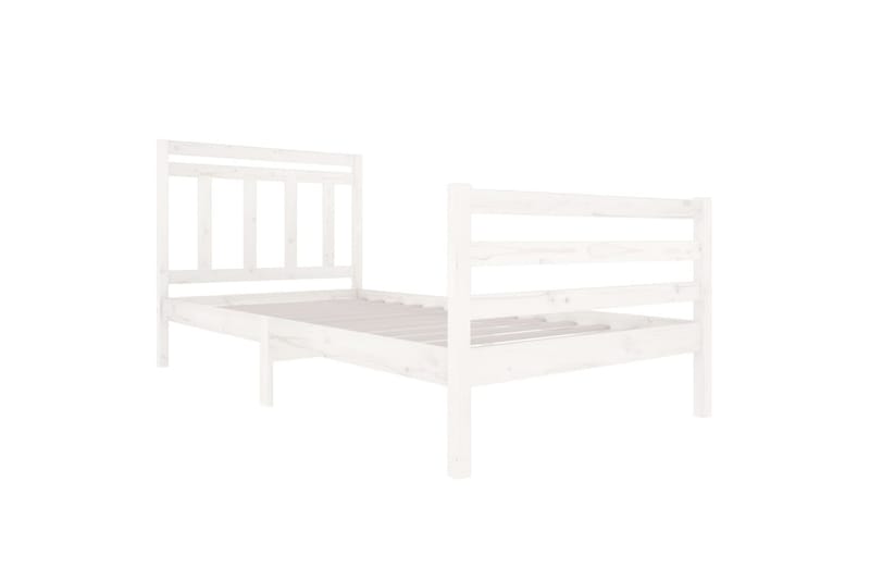 Sängynrunko valkoinen täysi puu 100x200 cm - Valkoinen - Huonekalut - Sänky - Sänkykehikot & sängynrungot