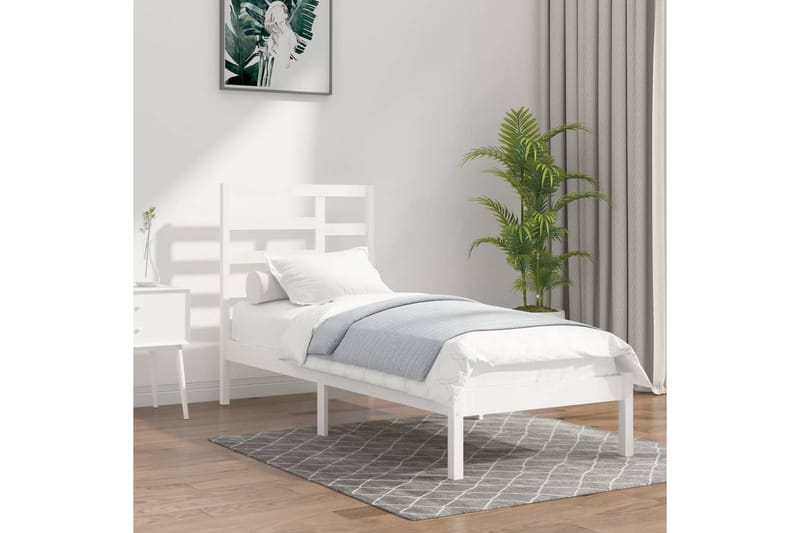 Sängynrunko valkoinen täysi puu 90x190 cm 3FT Single - Valkoinen - Huonekalut - Sänky - Sänkykehikot & sängynrungot