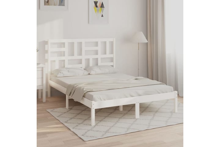 Sängynrunko valkoinen täysi puu 135x190 cm 4FT6 Double - Valkoinen - Sänkykehikot & sängynrungot