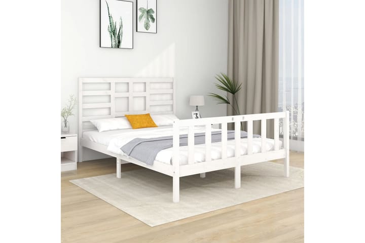 Sängynrunko valkoinen täysi puu 120x190 cm 4FT Small Double - Valkoinen - Sänkykehikot & sängynrungot