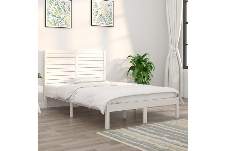 Sängynrunko valkoinen täysi puu 120x190 cm 4FT Small Double - Valkoinen - Sänkykehikot & sängynrungot