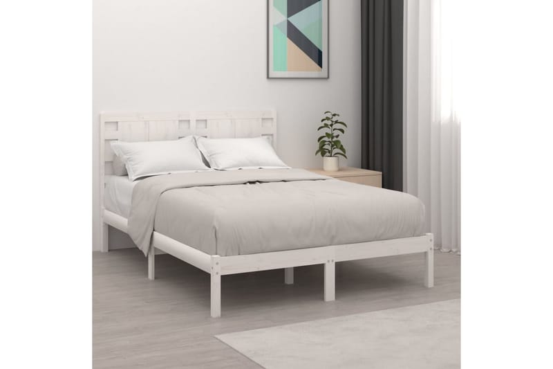 Sängynrunko valkoinen täysi puu 135x190 cm 4FT6 Double - Valkoinen - Huonekalut - Sänky - Sänkykehikot & sängynrungot