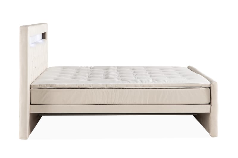 Altaneira Täydellinen Sänkypaketti laatikkosäilytyksellä LED-valaistus 160x200 - Beige - Huonekalut - Sänky - Sängyt säilytystilalla