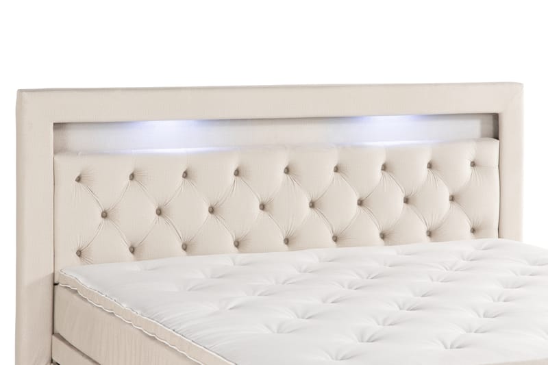 Altaneira Täydellinen Sänkypaketti laatikkosäilytyksellä LED-valaistus 160x200 - Beige - Huonekalut - Sänky - Sängyt säilytystilalla