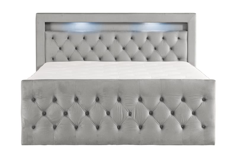 Altaneira Täydellinen Sänkypaketti laatikkosäilytyksellä LED-valaistus 160x200 - Harmaa - Huonekalut - Sänky - Sängyt säilytystilalla