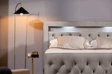 Altaneira Täydellinen Sänkypaketti laatikkosäilytyksellä LED-valaistus 160x200 - Harmaa - Huonekalut - Sänky - Sängyt säilytystilalla