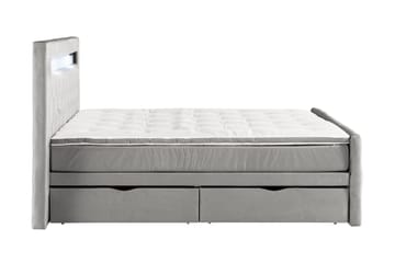 Altaneira Täydellinen Sänkypaketti laatikkosäilytyksellä LED-valaistus 160x200 - Harmaa - Huonekalut - Sänky - Sängyt säilytystilalla