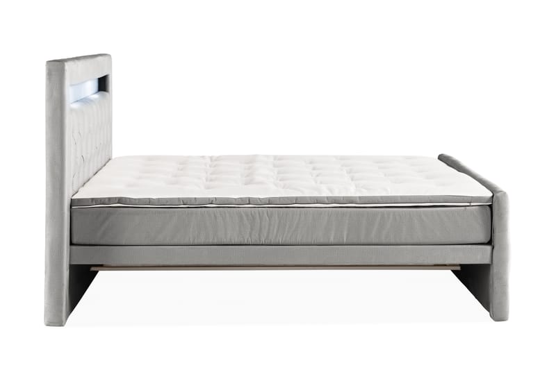 Altaneira Täydellinen Sänkypaketti laatikkosäilytyksellä LED-valaistus 160x200 - Harmaa - Huonekalut - Sänky - Sängyt säilytystilalla