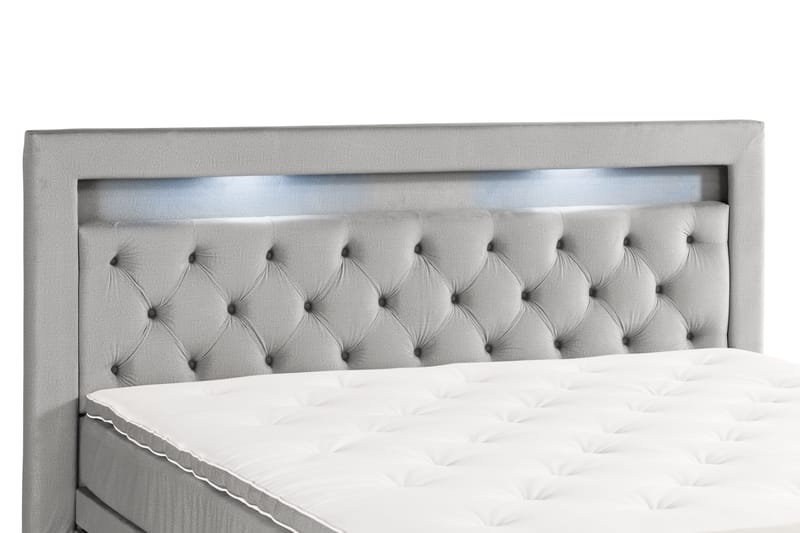 Altaneira Täydellinen Sänkypaketti laatikkosäilytyksellä LED-valaistus 160x200 - Harmaa - Huonekalut - Sänky - Sängyt säilytystilalla
