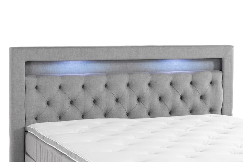 Altaneira Täydellinen Sänkypaketti laatikkosäilytyksellä LED-valaistus 160x200 - Harmaa - Huonekalut - Sänky - Sängyt säilytystilalla