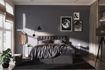 Boxy sänky säilytyksellä 160x200 cm kangasta petauspatjalla kovuusaste kova - Musta - Huonekalut - Sänky - Sängyt säilytystilalla