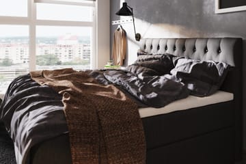 Boxy sänky säilytyksellä 160x200 cm kangasta petauspatjalla kovuusaste kova - Musta - Huonekalut - Sänky - Sängyt säilytystilalla