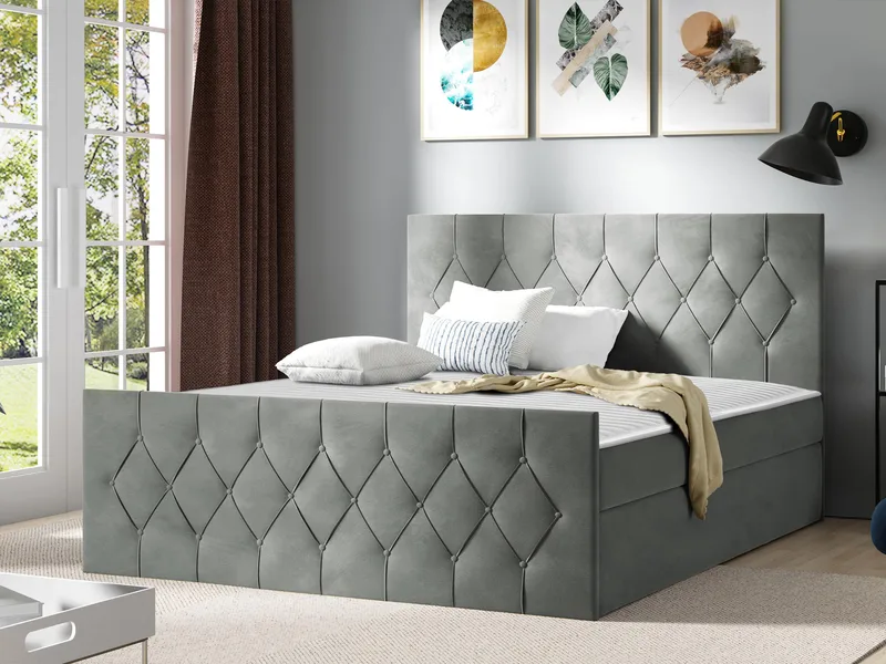 Jenkkisänky 187x216 cm - Harmaa - Huonekalut - Sänky - Sängyt säilytystilalla