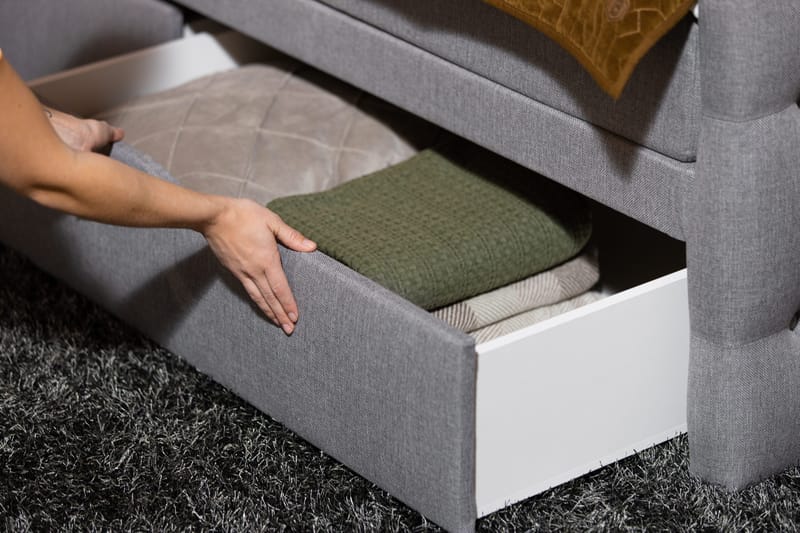 Jenkkisänky Cloud47 Francisco sänkypaketti Harmaa Laatikot - Huonekalut - Sänky - Sängyt säilytystilalla