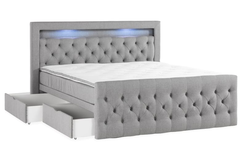 Jenkkisänky Cloud47 Francisco sänkypaketti Harmaa Laatikot - Huonekalut - Sänky - Sängyt säilytystilalla