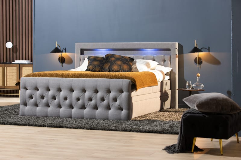 Jenkkisänky Cloud47 Francisco sänkypaketti Harmaa Laatikot - Huonekalut - Sänky - Sängyt säilytystilalla