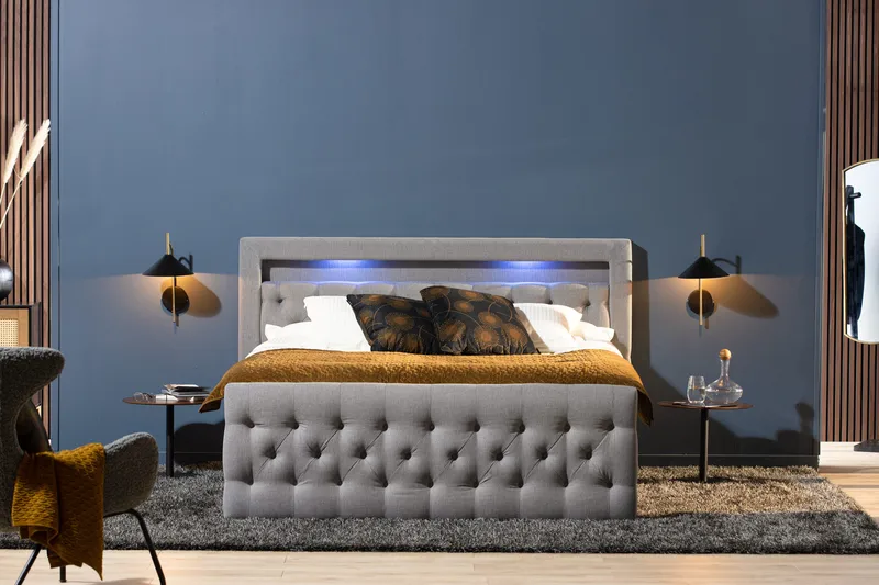 Jenkkisänky Cloud47 Francisco sänkypaketti Harmaa Laatikot - Huonekalut - Sänky - Sängyt säilytystilalla