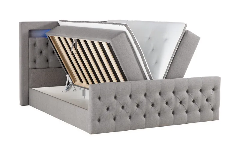 Jenkkisänky Cloud47 Francisco sänkypaketti Harmaa Nostokannellinen säilytystila - Huonekalut - Sänky - Sängyt säilytystilalla