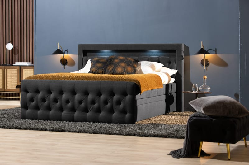 Jenkkisänky Cloud47 Francisco sänkypaketti Musta Laatikot - Huonekalut - Sänky - Sängyt säilytystilalla