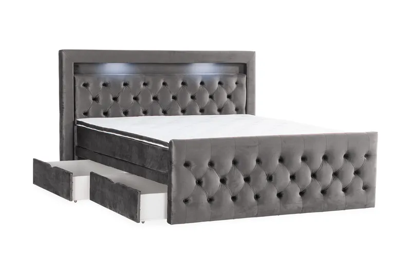 Jenkkisänky Cloud47 Francisco sänkypaketti Tummanharmaa Laatikot - Huonekalut - Sänky - Sängyt säilytystilalla