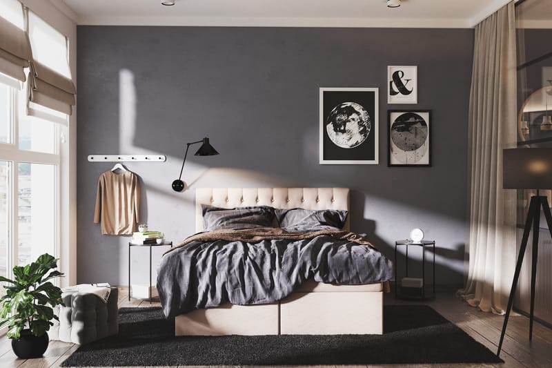 Box Säilytyssänky 120x200 Beige - Huonekalut - Sänky - Yhden hengen sängyt