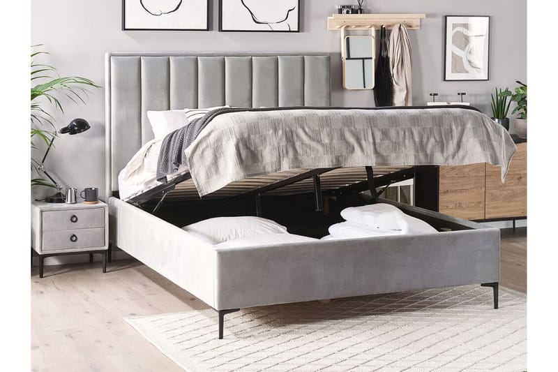 Parivuode Sezanne Säilytyksellä 140x200 cm - Harmaa - Huonekalut - Sänky - Sänkykehikot & sängynrungot