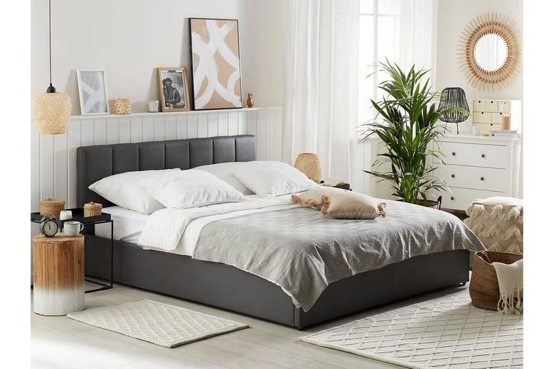 Säilytyssänky Abondant 140x200 cm - Keinonahka/harmaa - Huonekalut - Sänky - Sänkykehikot & sängynrungot
