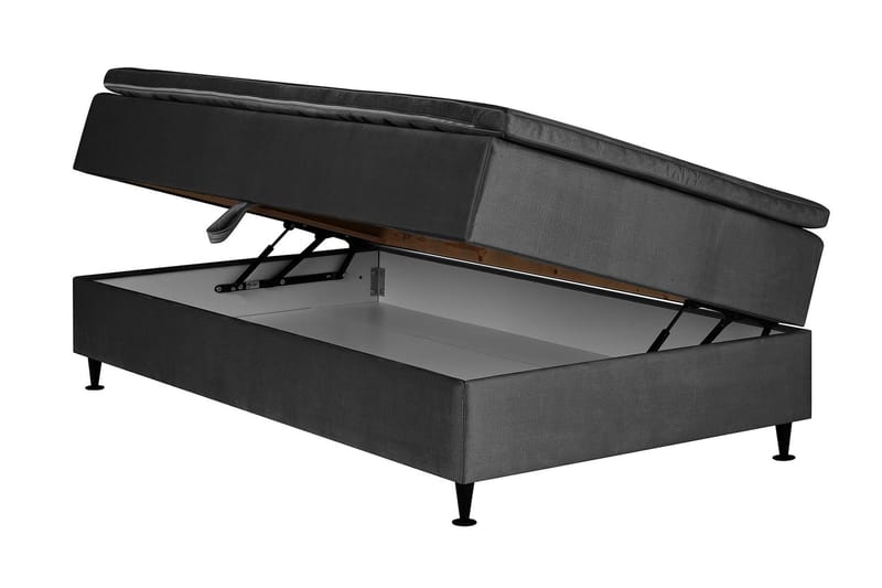 Pigge Extra Sänky säilytystilalla 120x200 - Tummanharmaa - Huonekalut - Sänky - Yhden hengen sängyt