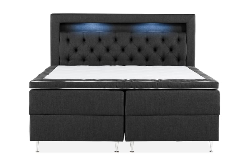 Säilytyssänky Alessia LED-valaistuksella 180x200 cm, Musta