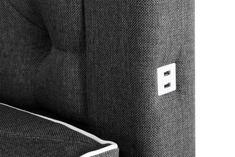 Säilytyssänky Alessia LED-valaistuksella 180x200 cm - Musta - Huonekalut - Sänky - Sängyt säilytystilalla