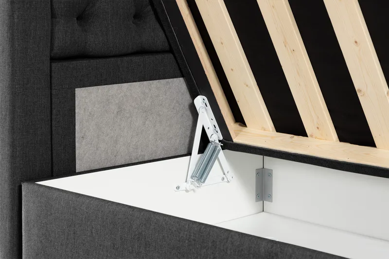 Säilytyssänky Alessia LED-valaistuksella 180x200 cm - Musta - Huonekalut - Sänky - Sängyt säilytystilalla