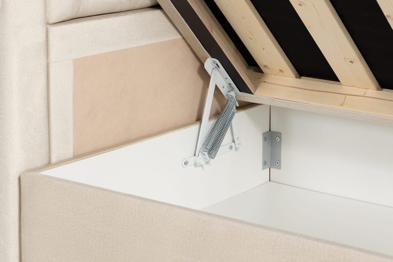 Säilytyssänky Alessia LED-valaistuksella 180x200 cm Sametti - Beige - Huonekalut - Sänky - Sängyt säilytystilalla