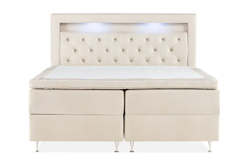 Säilytyssänky Alessia LED-valaistuksella 180x200 cm Sametti, Beige