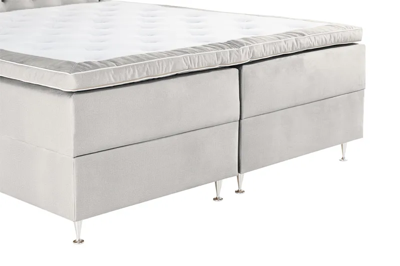 Säilytyssänky Alessia LED-valaistuksella 180x200 cm Sametti - Vaaleanharmaa - Huonekalut - Sänky - Sängyt säilytystilalla
