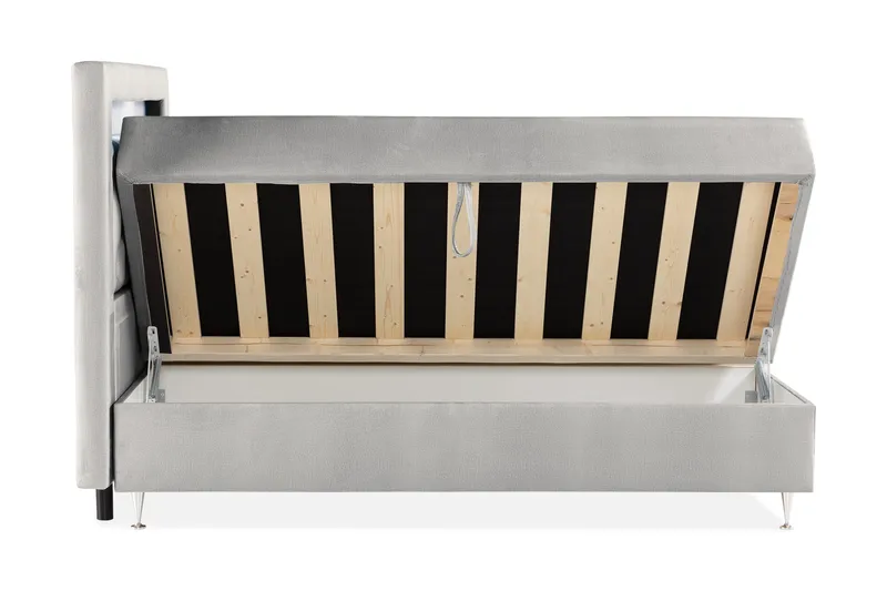 Säilytyssänky Alessia LED-valaistuksella 180x200 cm Sametti - Vaaleanharmaa - Huonekalut - Sänky - Sängyt säilytystilalla