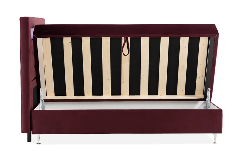 Säilytyssänky Alessia LED-valaistuksella 180x200 cm Sametti - Punainen - Huonekalut - Sänky - Sängyt säilytystilalla