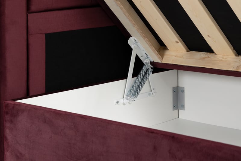 Säilytyssänky Alessia LED-valaistuksella 180x200 cm Sametti - Punainen - Huonekalut - Sänky - Sängyt säilytystilalla