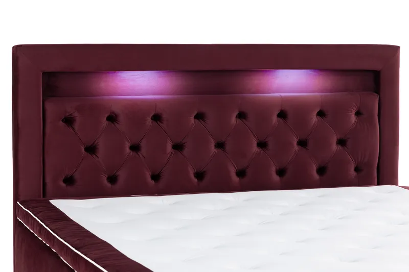 Säilytyssänky Alessia LED-valaistuksella 180x200 cm Sametti - Punainen - Huonekalut - Sänky - Sängyt säilytystilalla