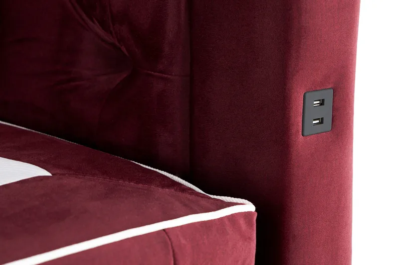 Säilytyssänky Alessia LED-valaistuksella 180x200 cm Sametti - Punainen - Huonekalut - Sänky - Sängyt säilytystilalla