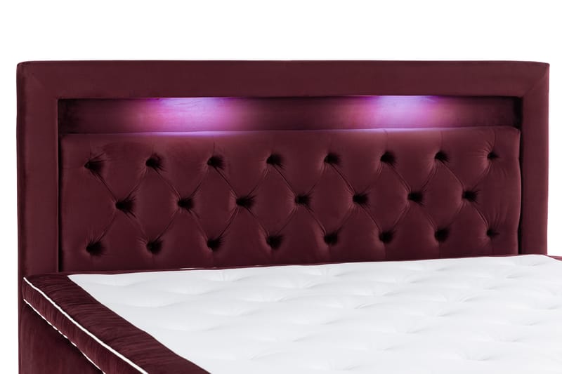 Säilytyssänky Alessia LED-valaistuksella 180x200 cm Sametti - Punainen - Huonekalut - Sänky - Sängyt säilytystilalla