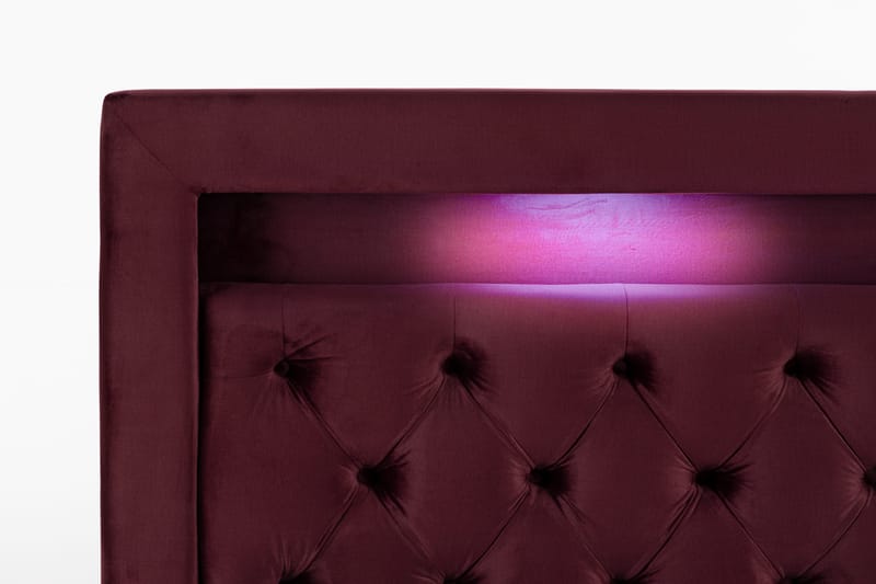 Säilytyssänky Alessia LED-valaistuksella 180x200 cm Sametti - Punainen - Huonekalut - Sänky - Sängyt säilytystilalla