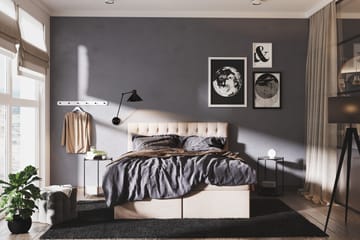 Säilytyssänky Boxy 160x200 cm Beige - Huonekalut - Sänky - Sängyt säilytystilalla