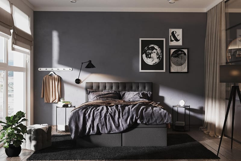 Säilytyssänky Boxy 180x200 cm Musta/Harmaa - Huonekalut - Sänky - Sänkypaketti